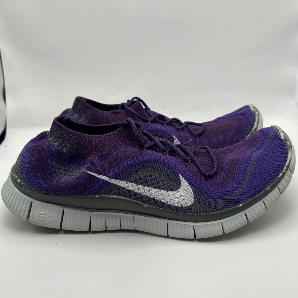 Nike Free 5.0 Flyknit Purple Grey Running Shoes 615805-515 training Mens 9.5 - Picture 2 of 9